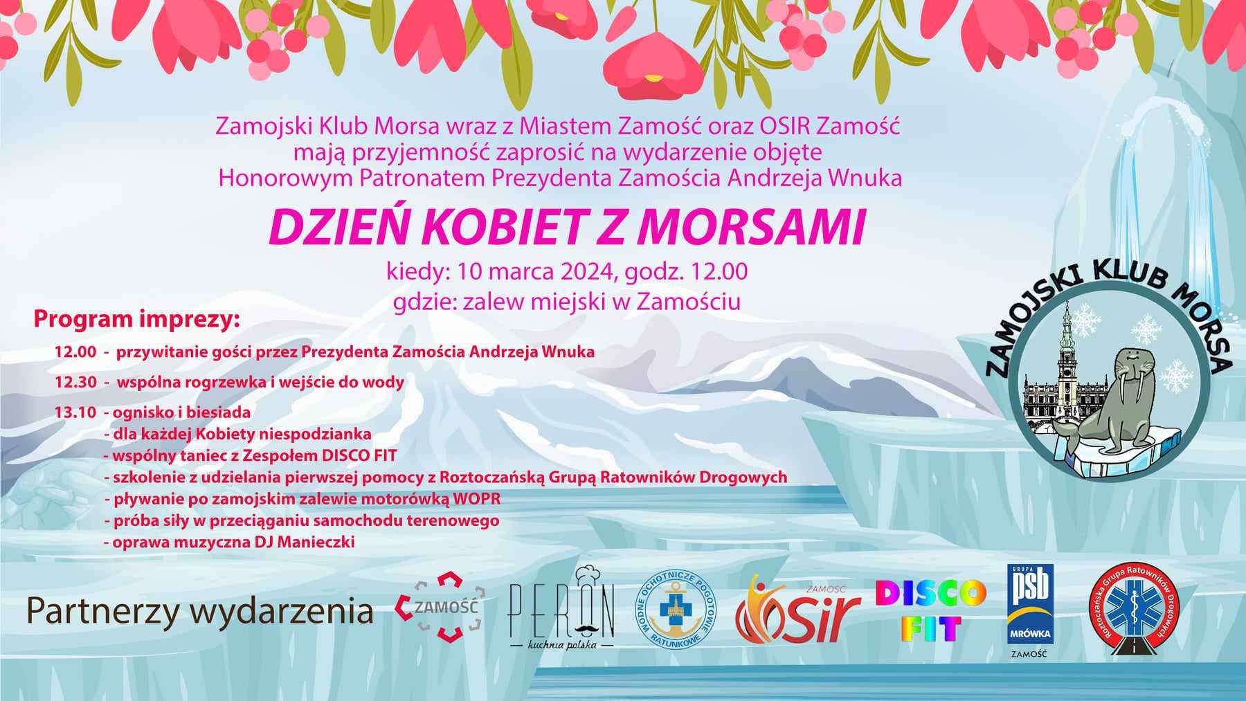 Dzień kobiet z morsami - Zamość 2024, plakat promujący